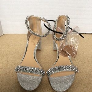 Jewel, Sparkly Jeweled Silver Heels